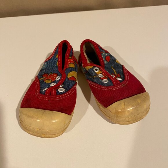 Vintage Toddler Shoes‎ No Laces - Red & Blue Pattern - 5x2 - Picture 2 of 5